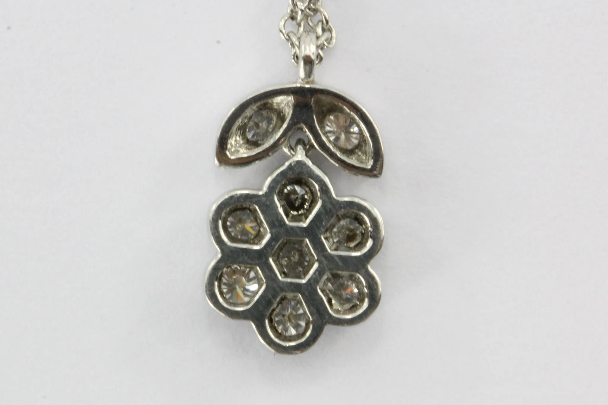 Tiffany & Co Platinum & Diamond Flower Blossom Pendant Necklace .26 CTW