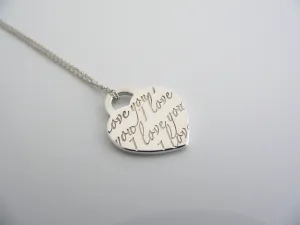 Tiffany & Co Silver I Love You Heart Necklace Pendant Charm Chain Gift Statement