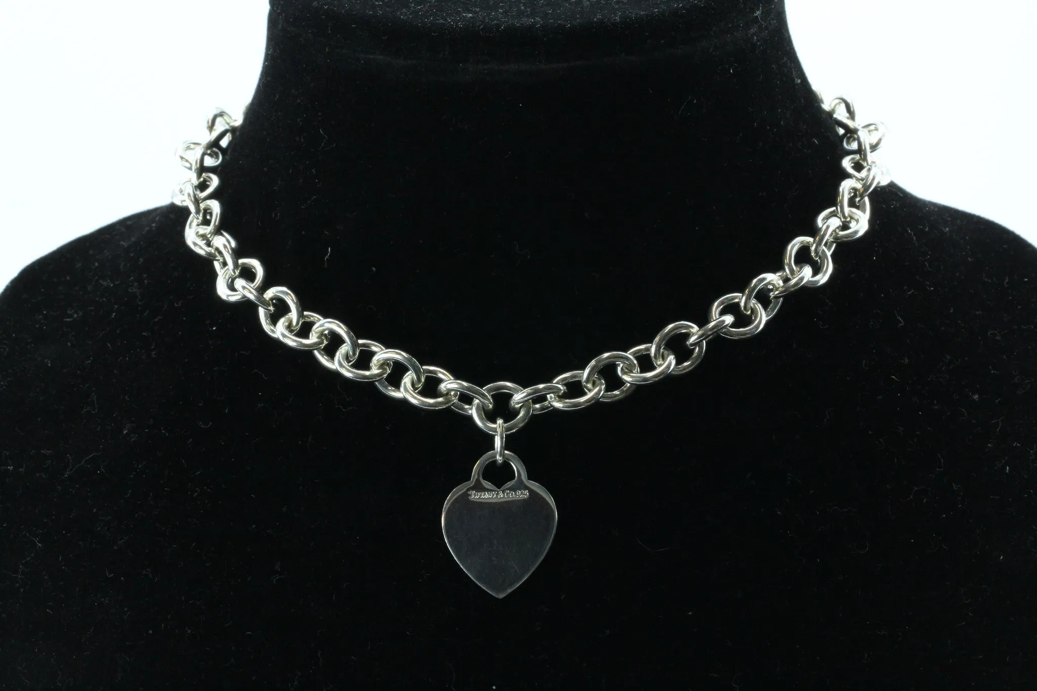 Tiffany & Co Sterling Silver Heart Tag Necklace 15.5"