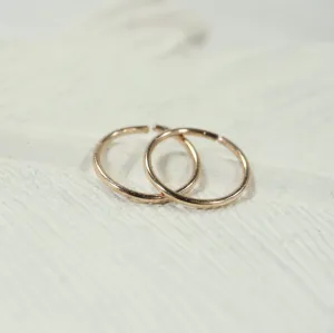 Tiny Hoop Earring Face Hammered - Choose Your Diameter, Gauge, Metal, Hoops For Men & Women