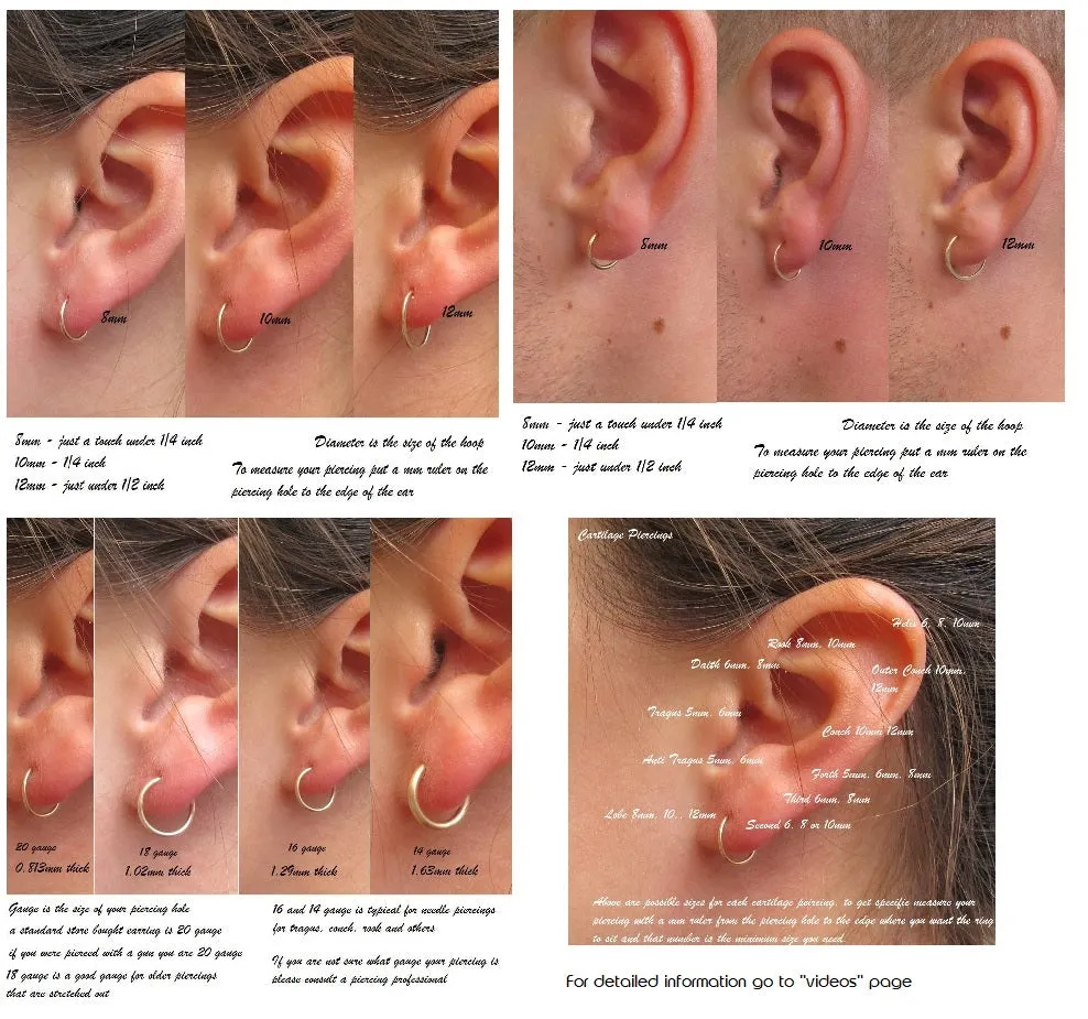 Tiny Hoop Earring Faceted Endless - Choose Your Diameter, Gauge, Metal, Hoops For Men & Women