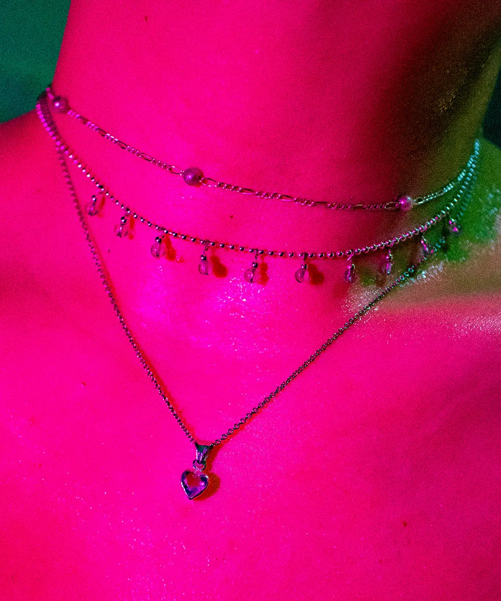 Tiny Purple Heart Pendant Necklace