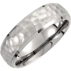Titanium 7 mm Hammered Finish Beveled-Edge Band  Size 6