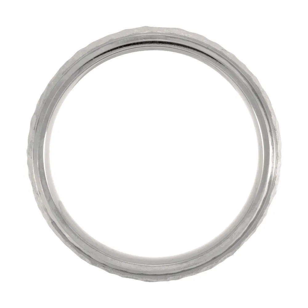 Titanium & Rose Immerse Plated 7mm Hammered Finish Beveled Edge Band Size 10