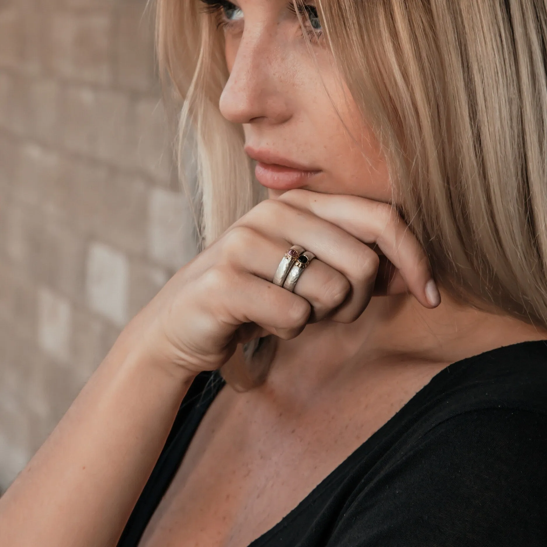 Tourmaline Mixed Metal Ring Natural Pink Tourmaline Gemstone Two Tone Solid 9k Yellow Gold & 925 Sterling Silver Solitaire Ring