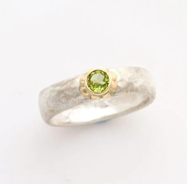Tourmaline Mixed Metal Ring Natural Pink Tourmaline Gemstone Two Tone Solid 9k Yellow Gold & 925 Sterling Silver Solitaire Ring