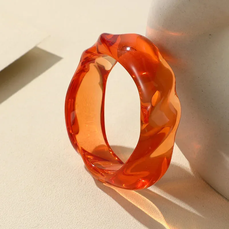 Transparent Resin Acrylic Bangles For Women Geometry Round Bangle Bracelets Charm Thick Simple Party Hand Jewelry