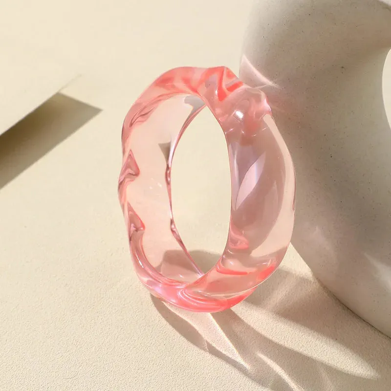 Transparent Resin Acrylic Bangles For Women Geometry Round Bangle Bracelets Charm Thick Simple Party Hand Jewelry
