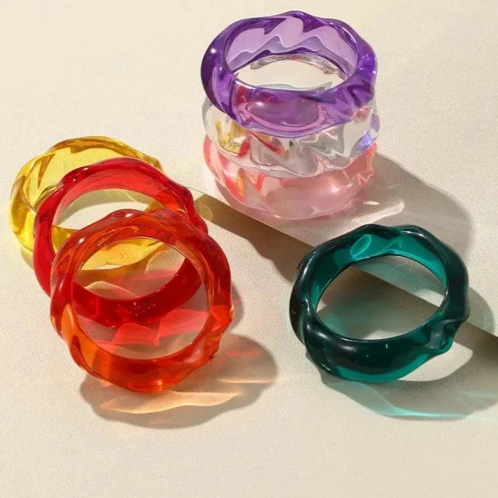 Transparent Resin Acrylic Bangles For Women Geometry Round Bangle Bracelets Charm Thick Simple Party Hand Jewelry