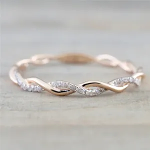 Trendy Twist Rings Women Wedding Bands Minimalist Bridal Jewelry