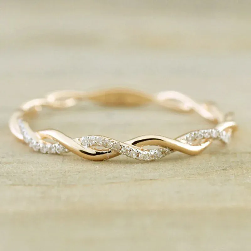 Trendy Twist Rings Women Wedding Bands Minimalist Bridal Jewelry