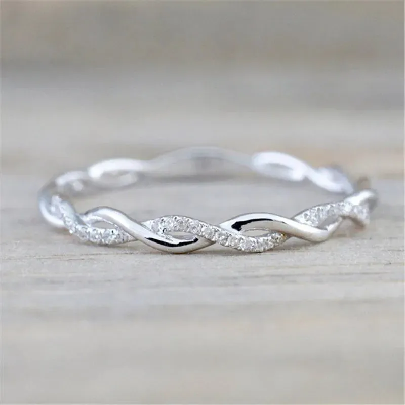 Trendy Twist Rings Women Wedding Bands Minimalist Bridal Jewelry
