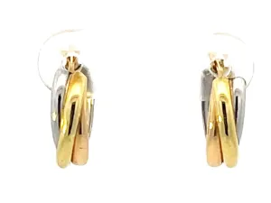 Trinity Three Toned Small Hoop Earrings 18k Gold and Platinum