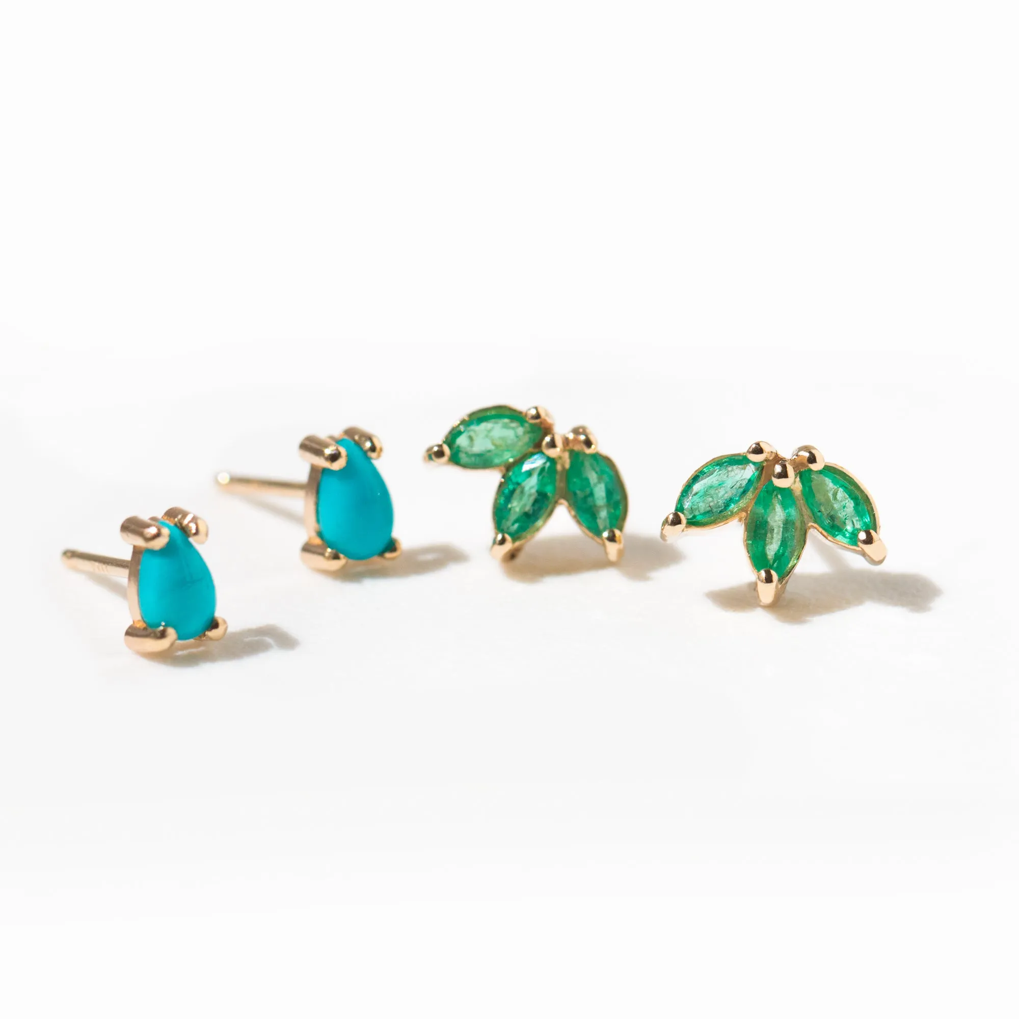 Trio Emerald Stud Earrings