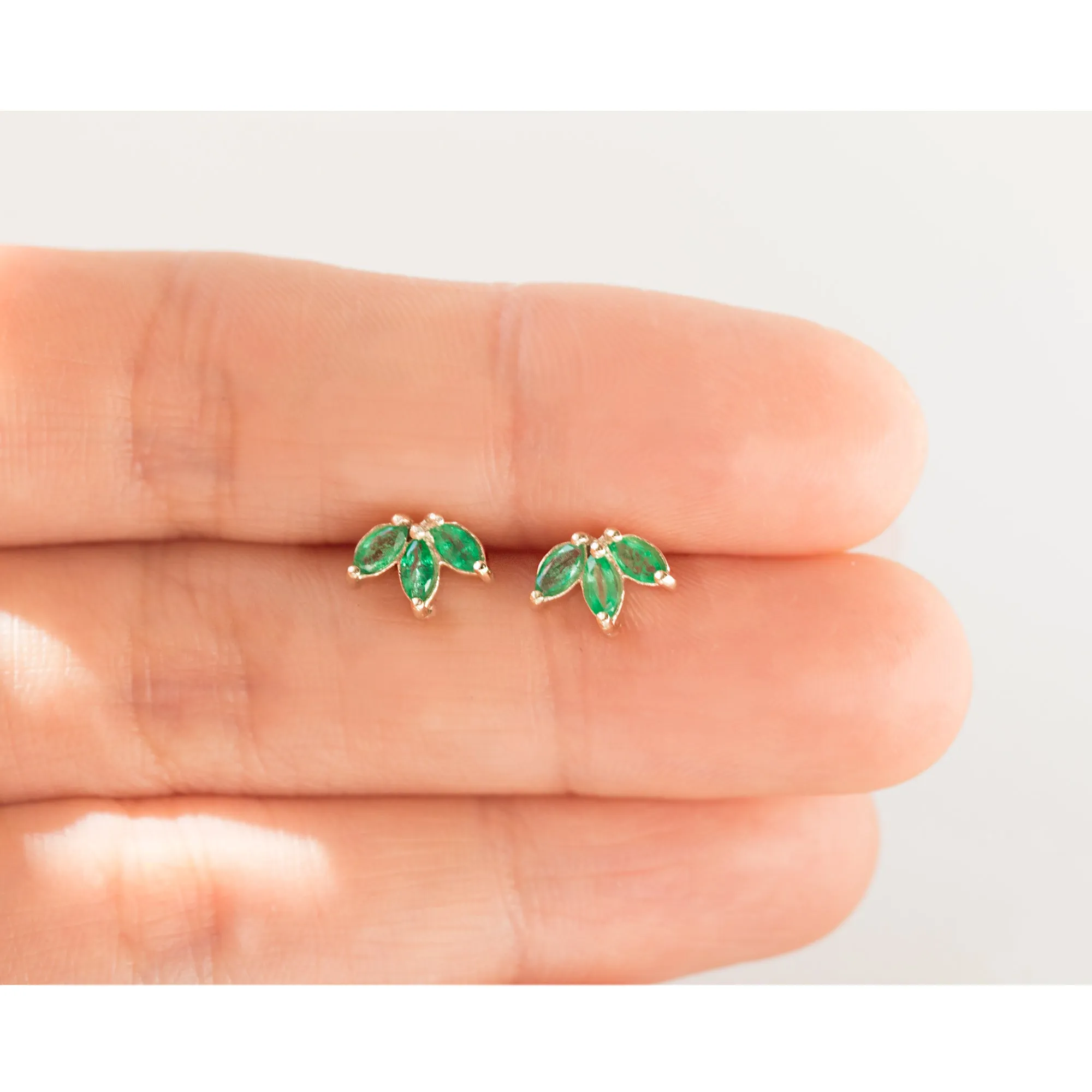 Trio Emerald Stud Earrings