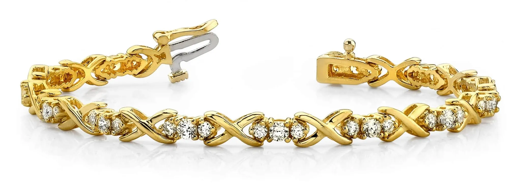 Triple Diamond X Link Diamond Bracelet with 2.47 ct.(finished) 2.2mm, 3.1mm