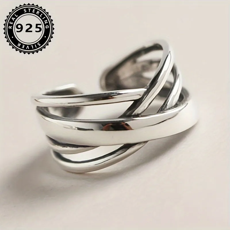 TVXK 925 Silver Classic Layer Winding Ring for Women and Men
