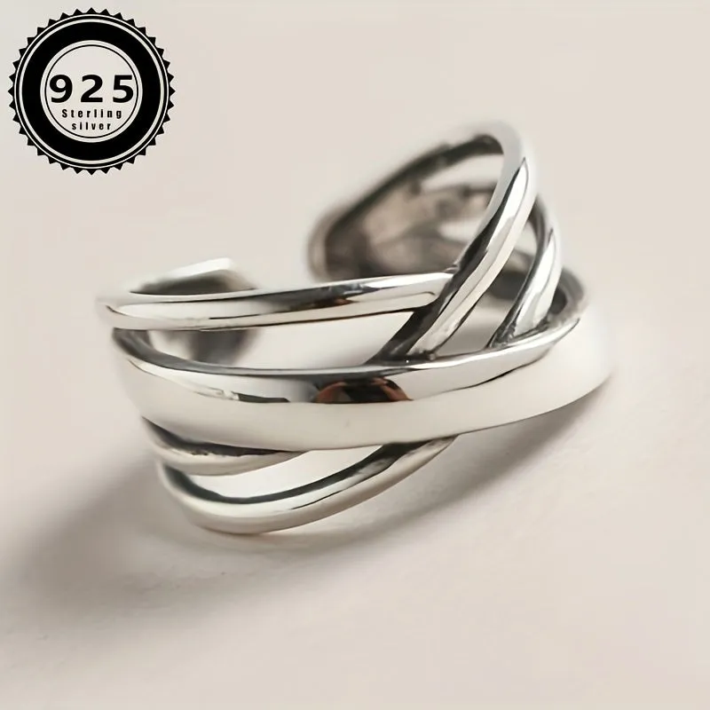 TVXK 925 Silver Classic Layer Winding Ring for Women and Men
