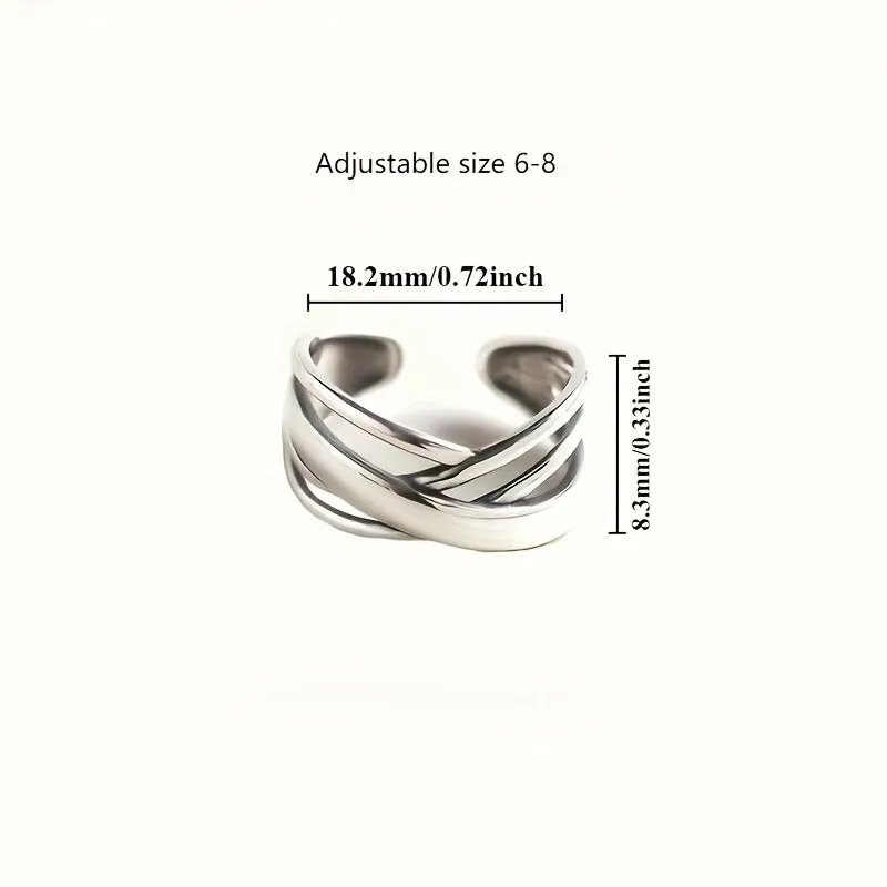 TVXK 925 Silver Classic Layer Winding Ring for Women and Men