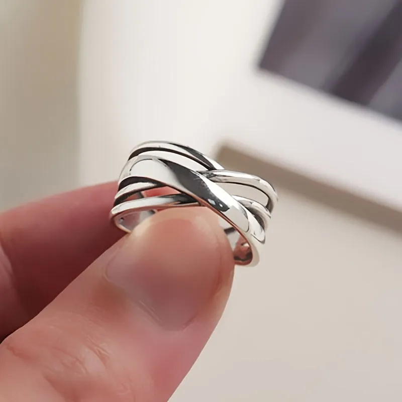 TVXK 925 Silver Classic Layer Winding Ring for Women and Men
