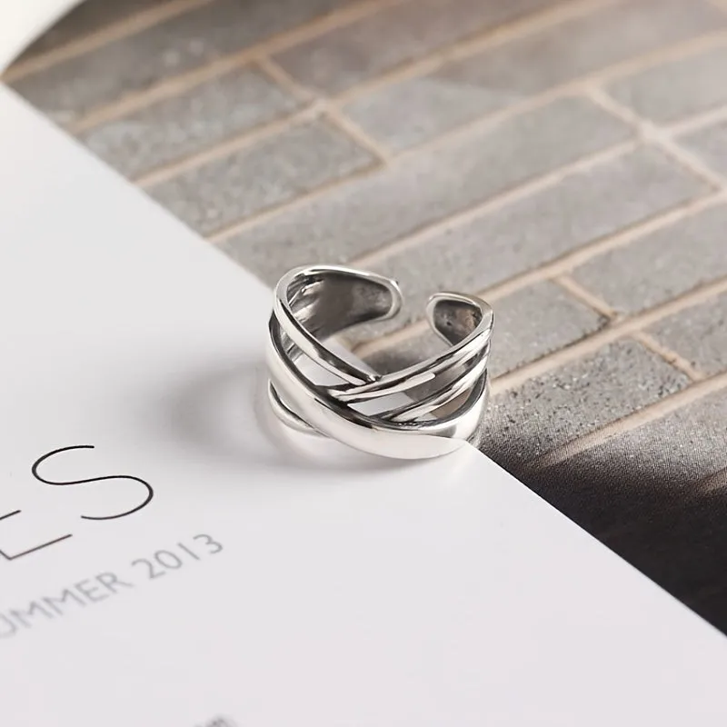 TVXK 925 Silver Classic Layer Winding Ring for Women and Men