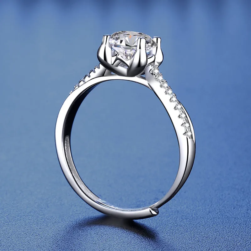 Twist and Diamond Moissanite Ring