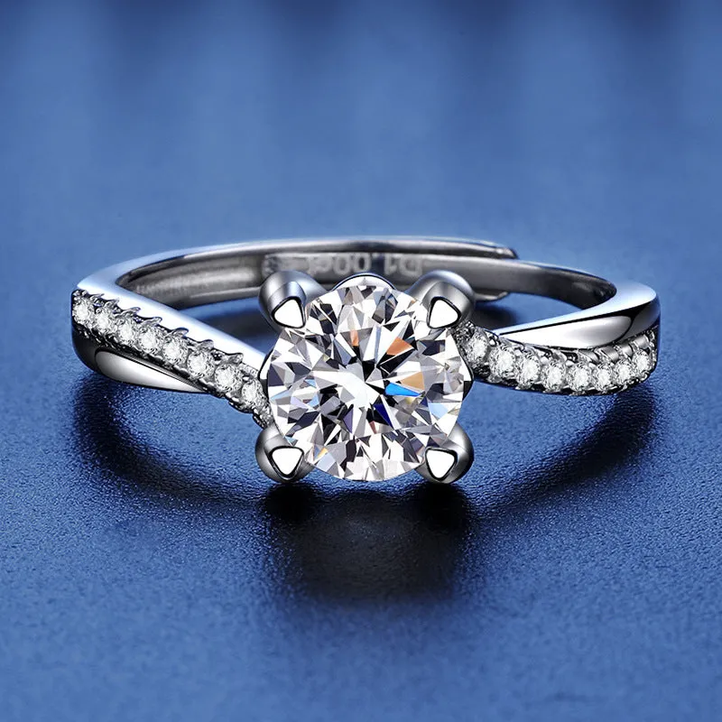Twist and Diamond Moissanite Ring