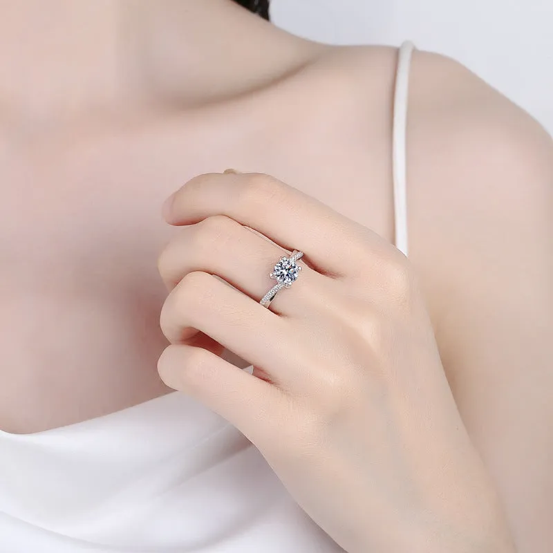 Twist and Diamond Moissanite Ring