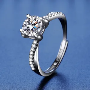 Twist and Diamond Moissanite Ring