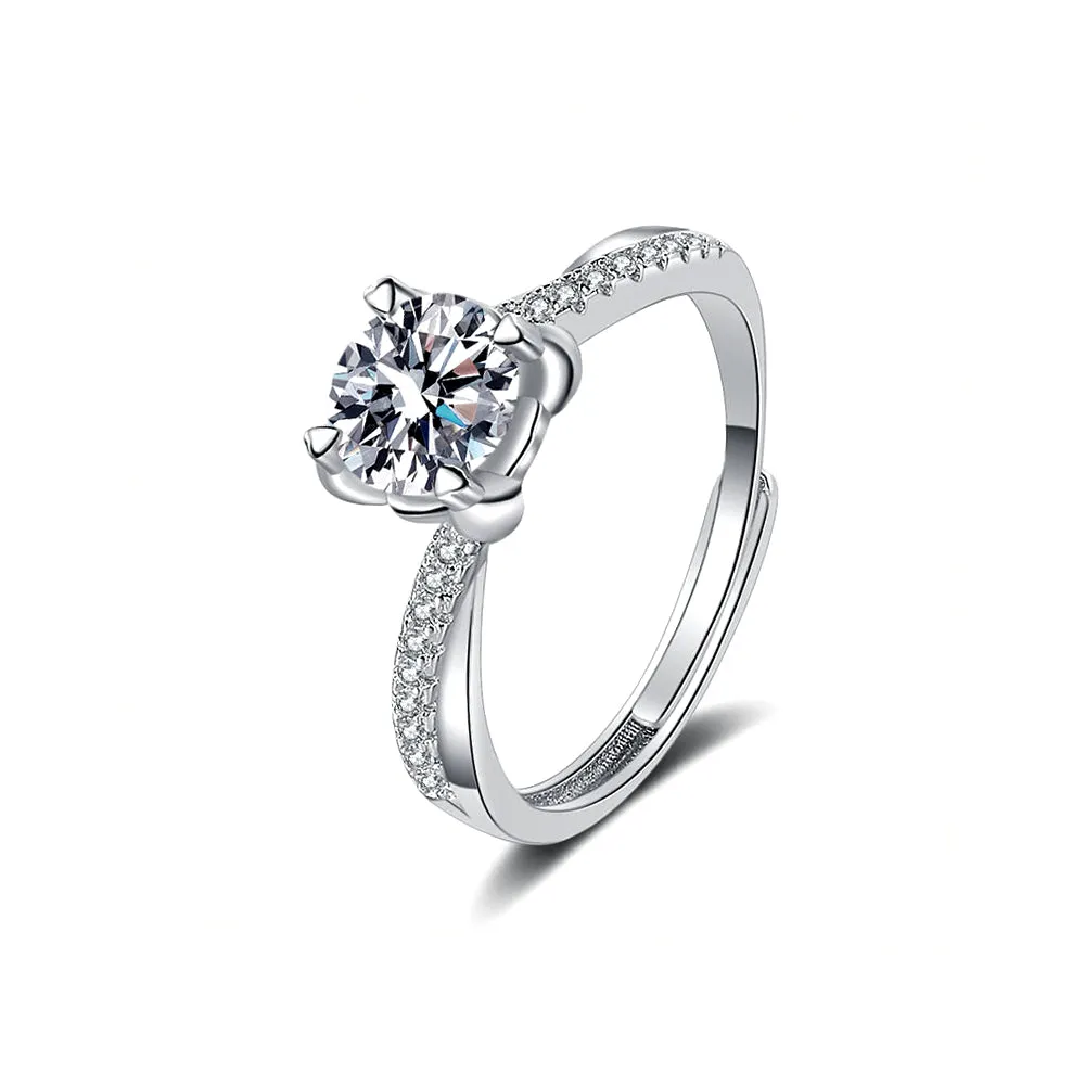 Twist and Diamond Moissanite Ring