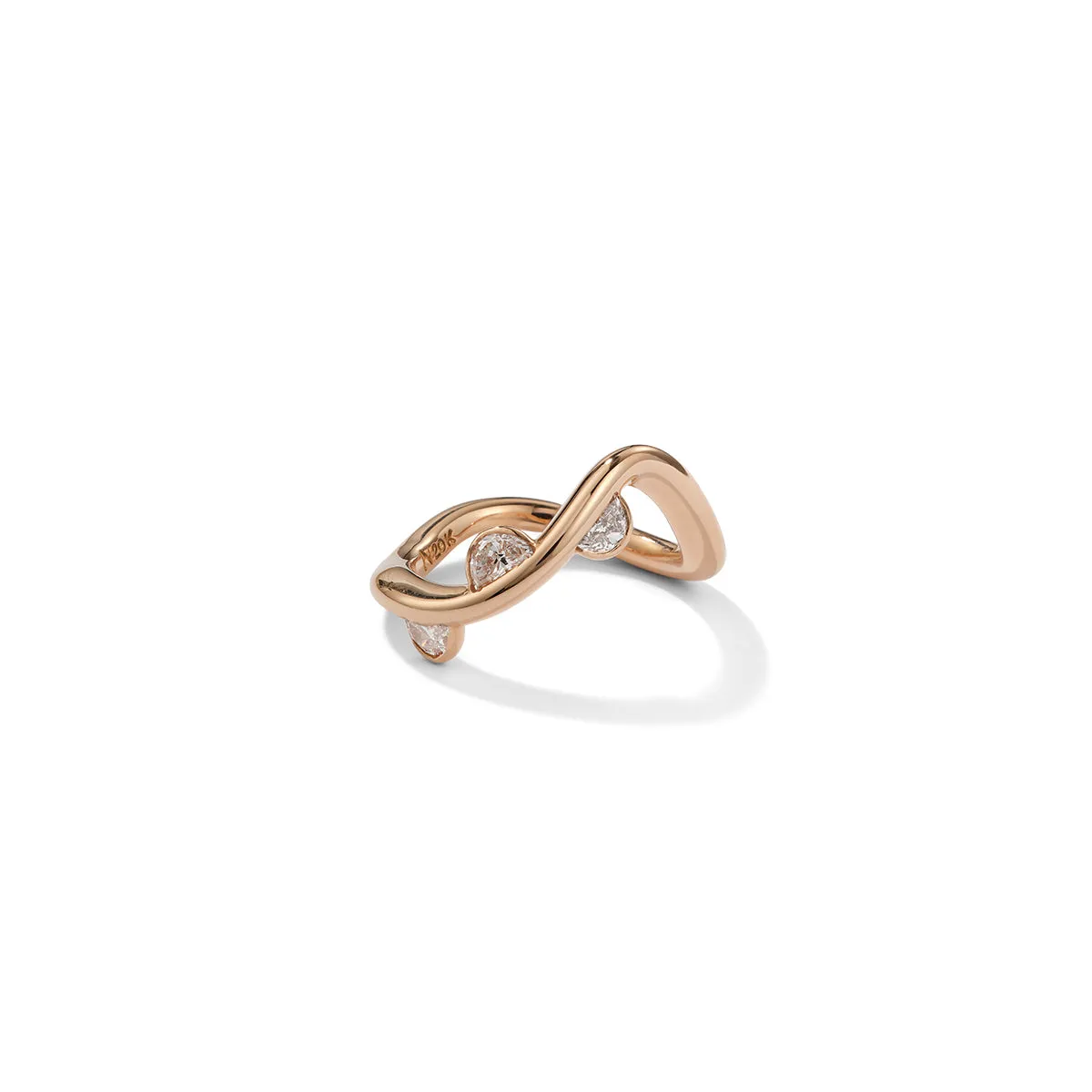 Twist and Half Moon Ring - Diamond