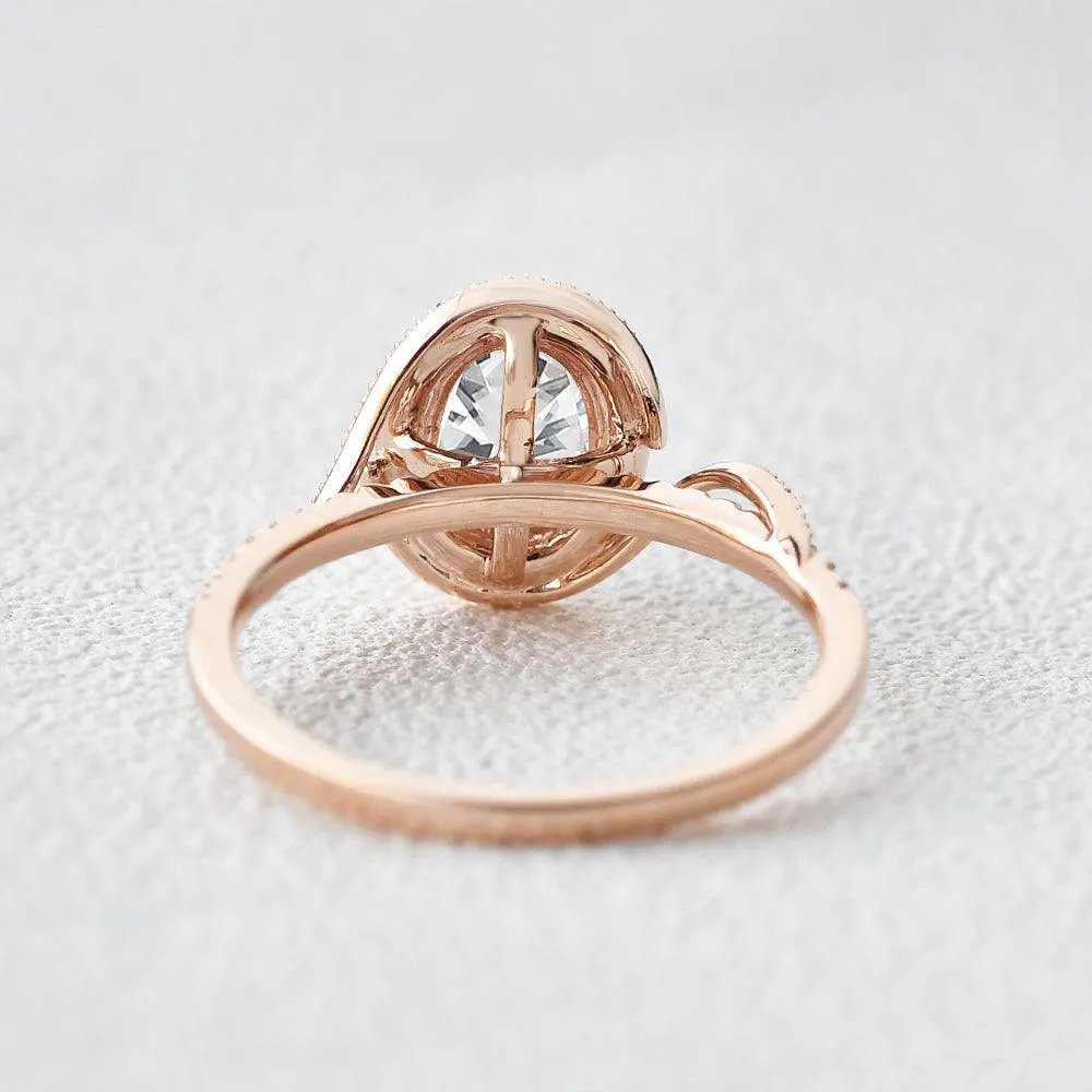 Twist Oval Moissanite Halo Inspired Ring