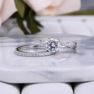 Twist White1.0ct Round Cut Wedding Set