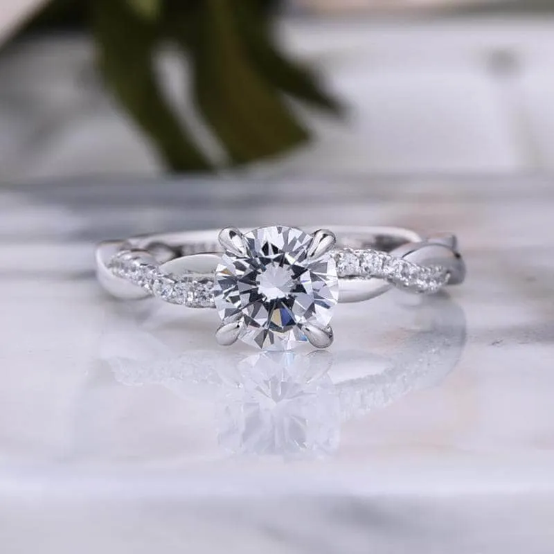 Twist White1.0ct Round Cut Wedding Set