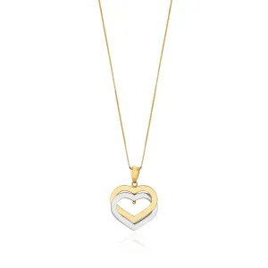 Two Tone Double Golden Heart Necklace