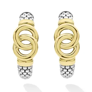 Two-Tone Interlocking Caviar Hoop Earrings