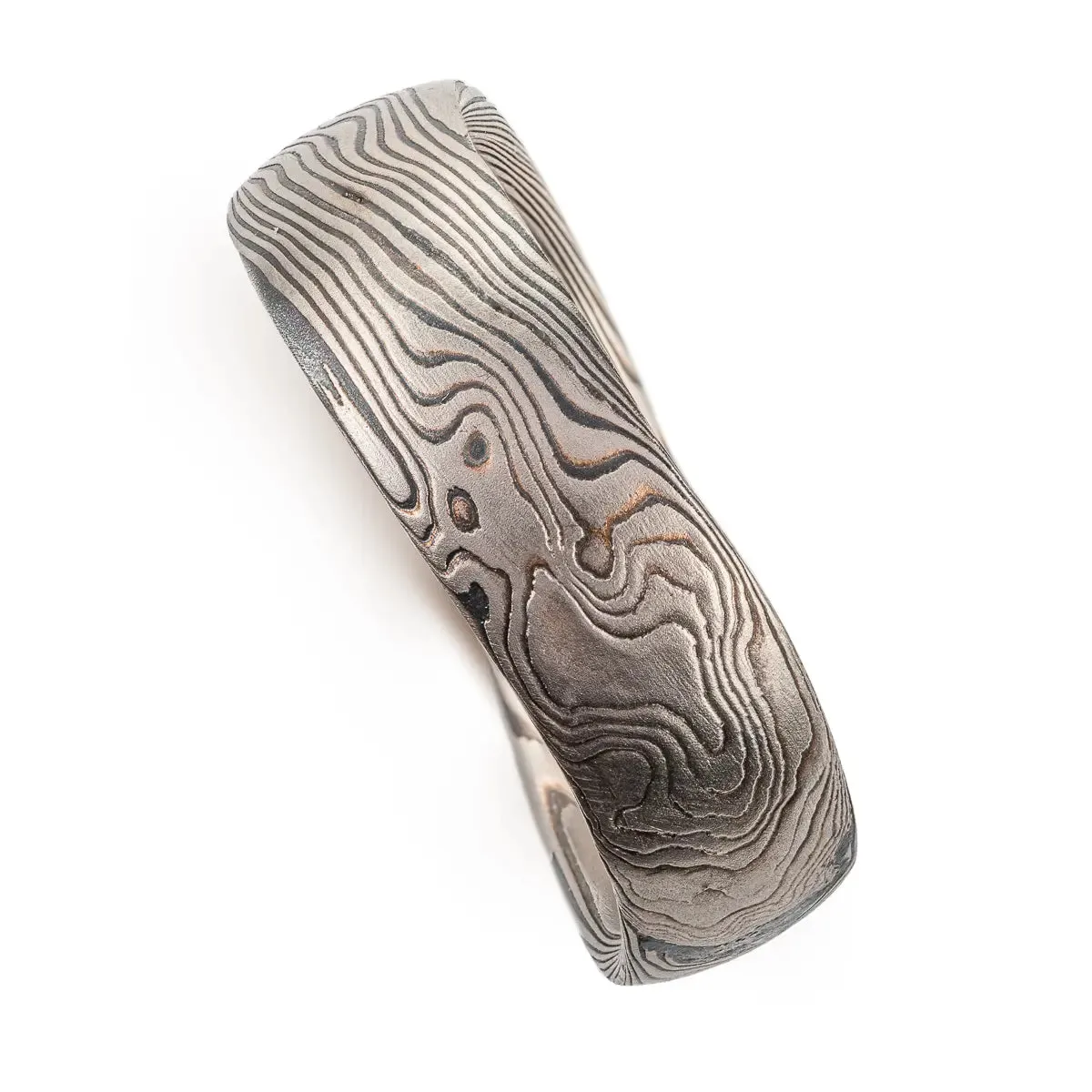 Undulating Mokume Gane Band in Twist Pattern