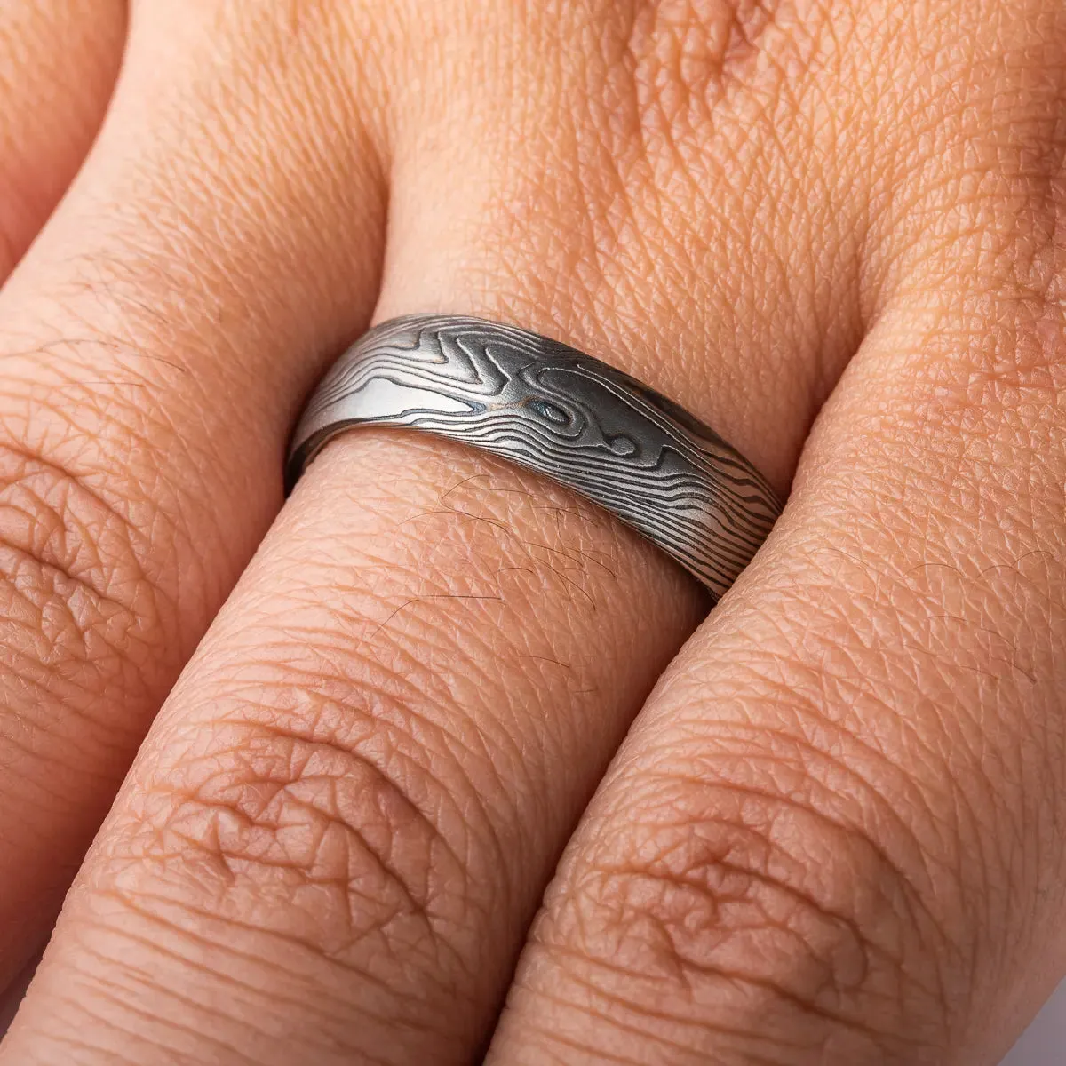 Undulating Mokume Gane Band in Twist Pattern
