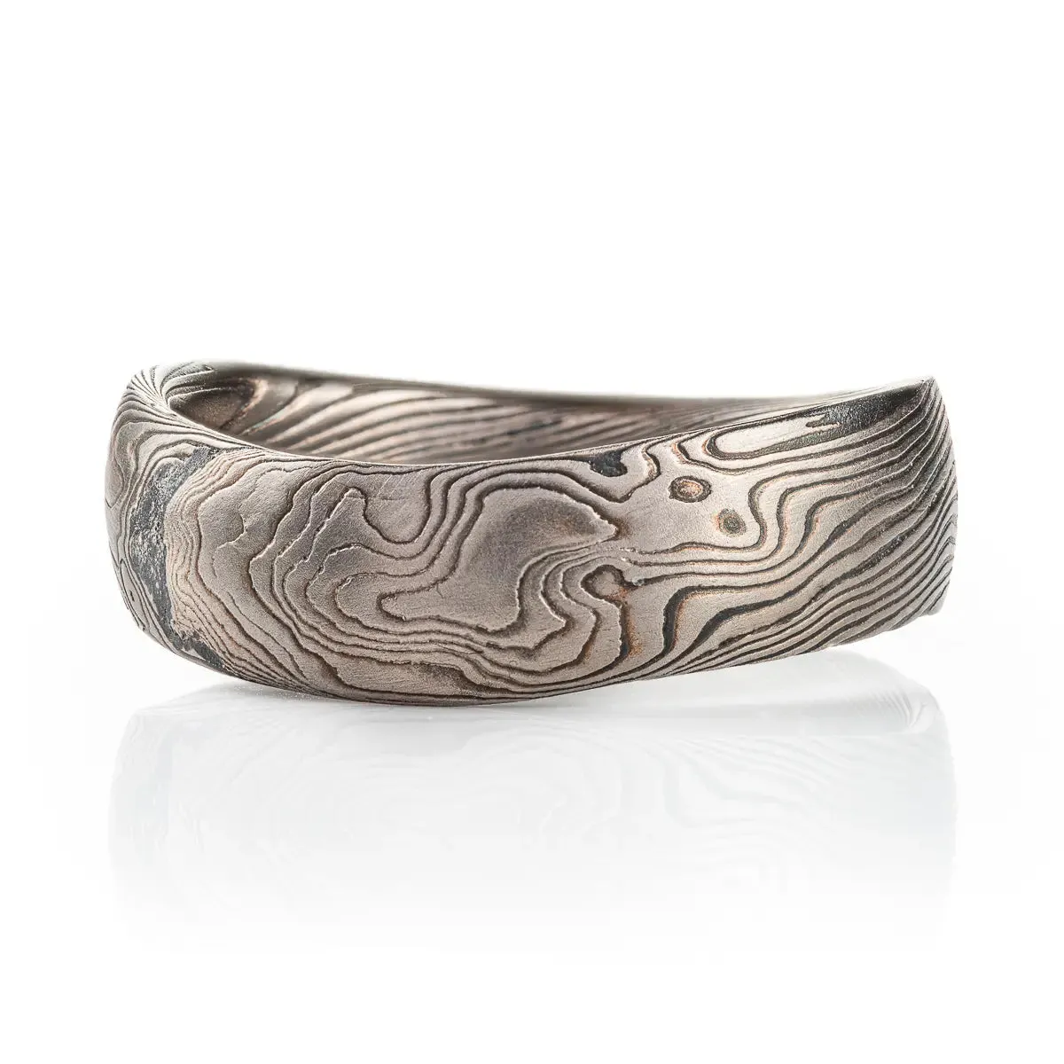 Undulating Mokume Gane Band in Twist Pattern