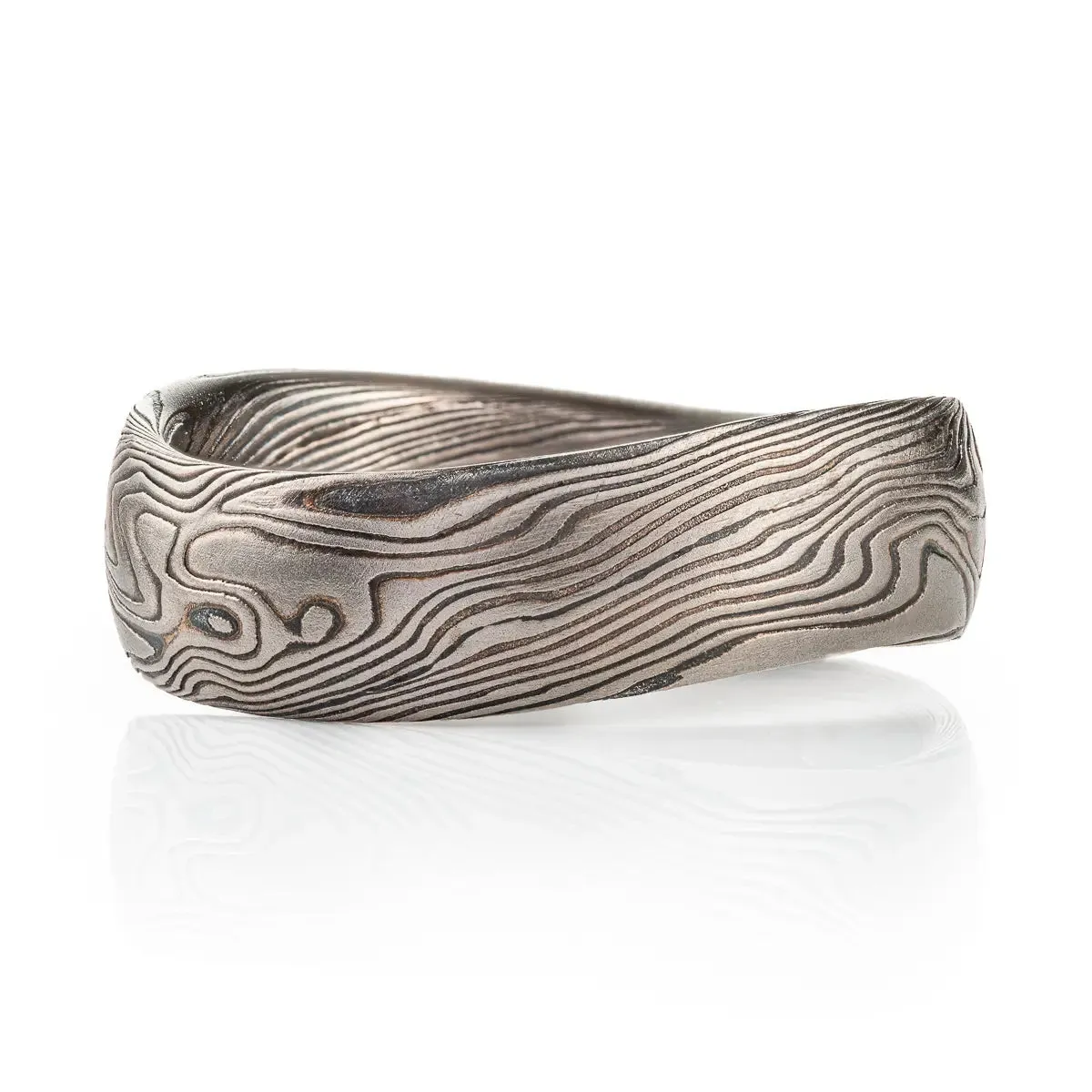 Undulating Mokume Gane Band in Twist Pattern