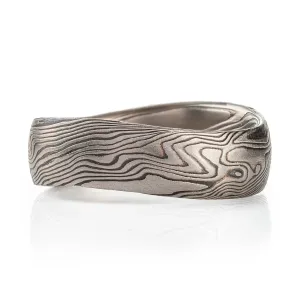 Undulating Mokume Gane Band in Twist Pattern