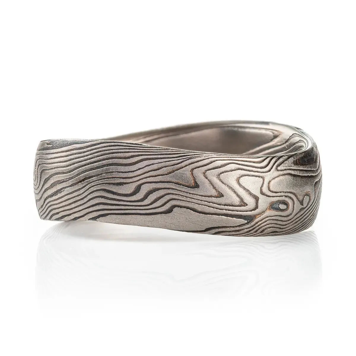 Undulating Mokume Gane Band in Twist Pattern
