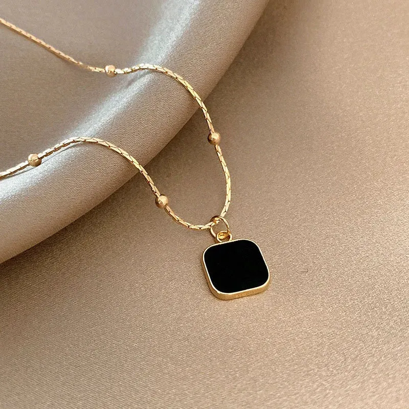 Unique Double Layer Black Love Heart Neckaces Women Exquisite Light Luxury Zircon Necklace Jewelry Party Gifts