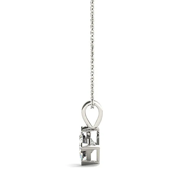 V Prong Princess Cut Diamond Solitaire Necklace Pendant