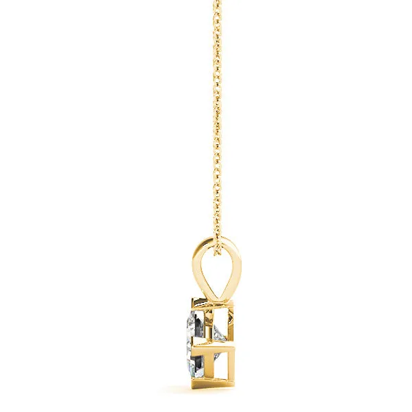 V Prong Princess Cut Diamond Solitaire Necklace Pendant