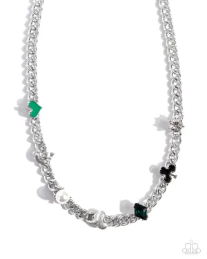 Vegas Vault - Green - Casino Card Suit Charm Paparazzi Short Necklace