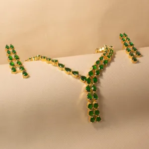 Vibrant Green Asymmetric Necklace Set