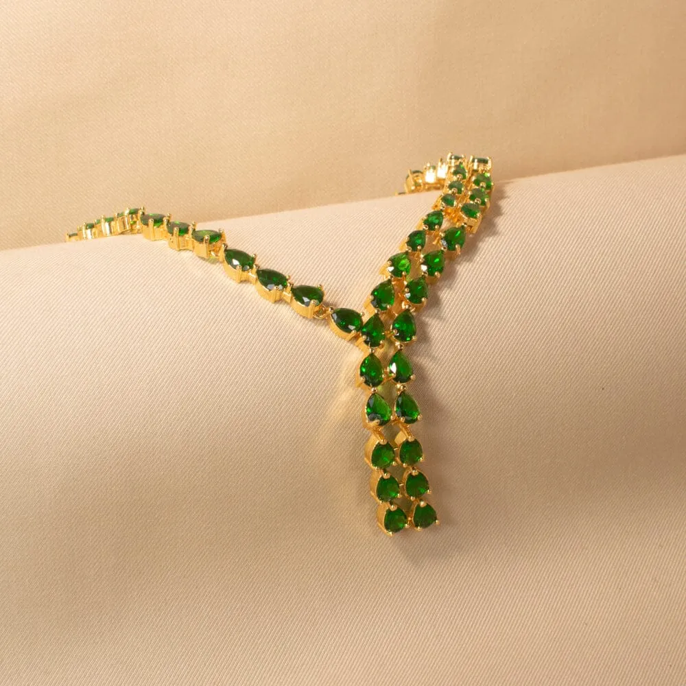 Vibrant Green Asymmetric Necklace Set