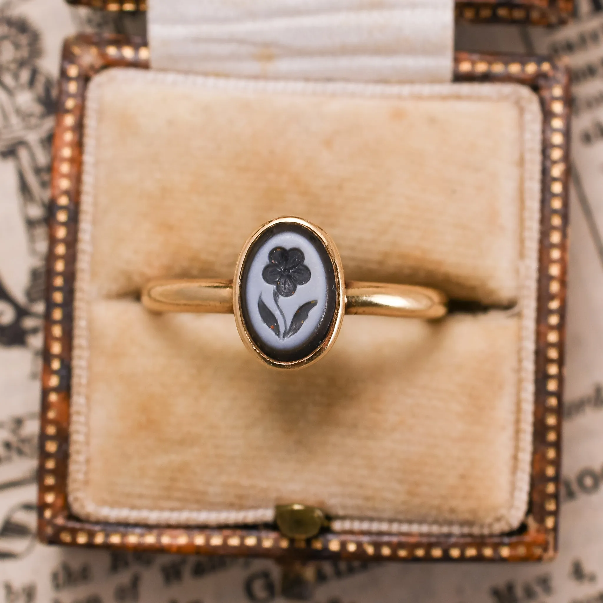 Victorian Forget-Me-Not Nicolo Intaglio Ring