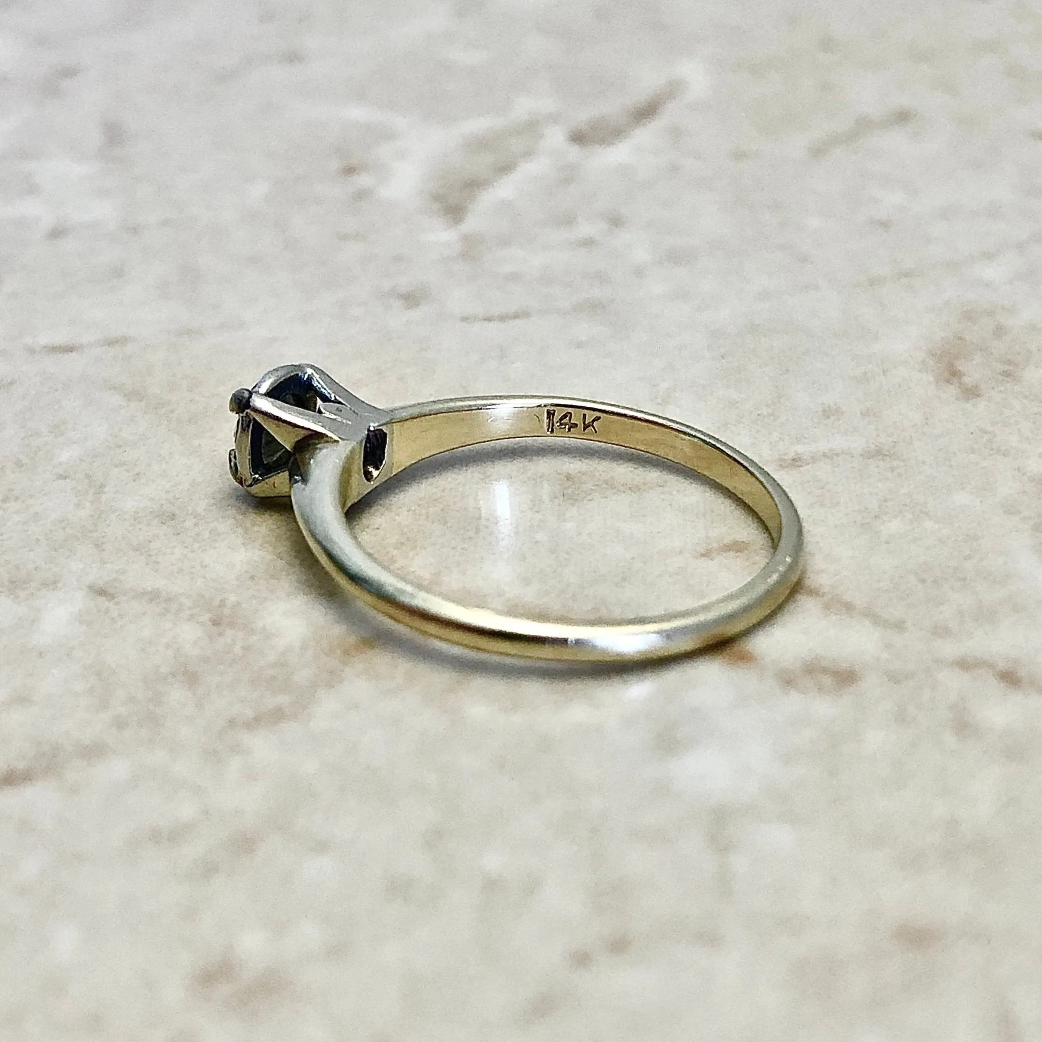 Vintage 14 Karat Two-Tone Gold 0.30 Carat Round Diamond Solitaire Engagement Ring